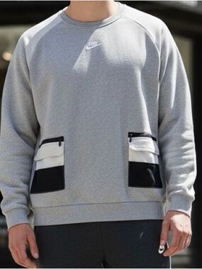 Nike NSW Utility Heavyweight Crewneck – Grey/White – Size XL